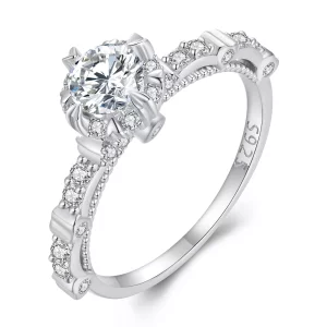 Anillo exquisito estilo Pandora con Moissanita - MSR023 (imagen para) Anillo exquisito estilo Pandora con Moissanita - MSR023
