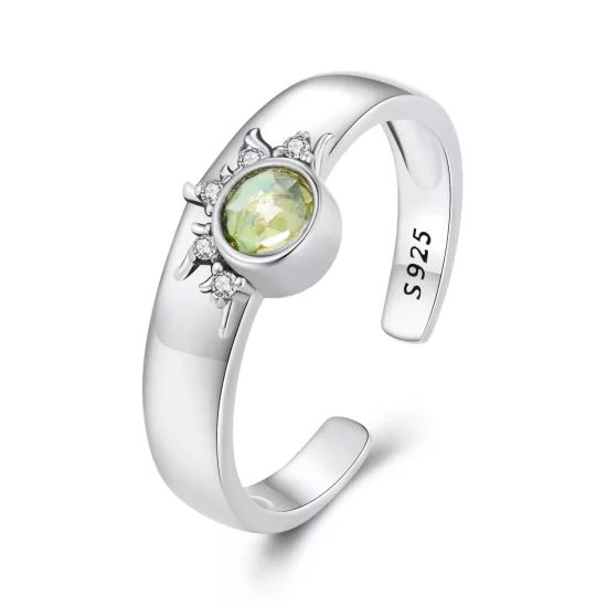 (imagen para) Anillo para parejas estilo Pandora con diseño de sol, luna y estrellas - BSR491-E