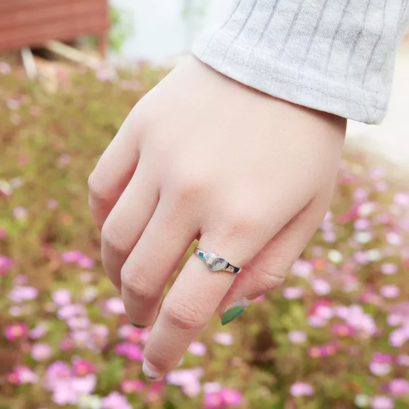 (imagen para) Anillo reflectante en forma de corazón estilo Pandora - BSR434 - Ver 9