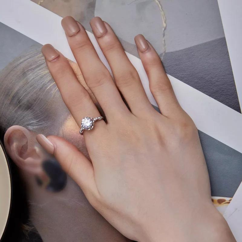 (imagen para) Anillo romántico estilo Pandora con rosa - BSR387 - Ver 6