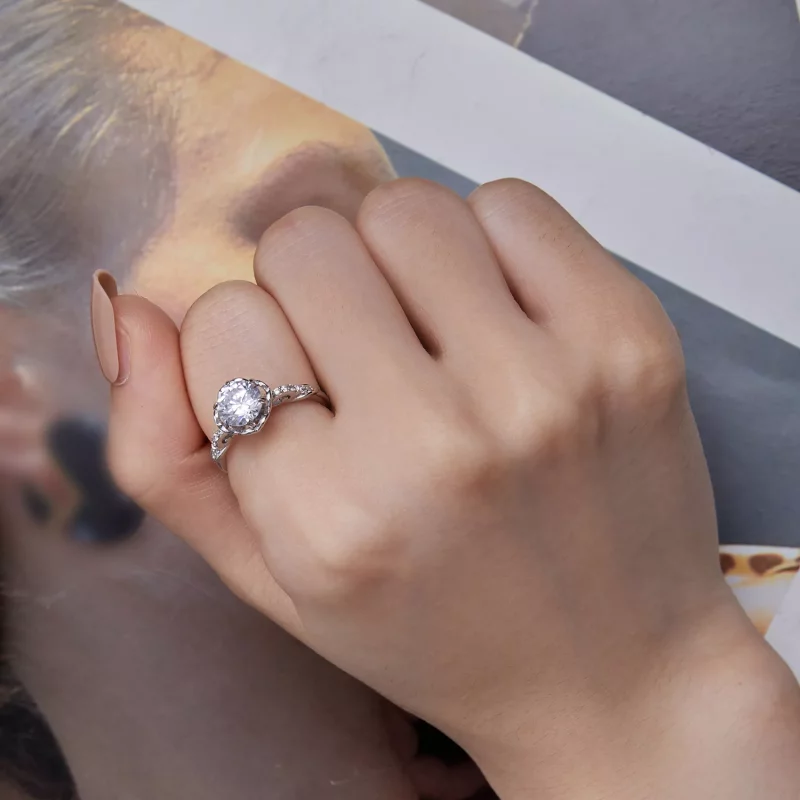 (imagen para) Anillo romántico estilo Pandora con rosa - BSR387 - Ver 7