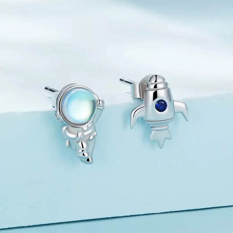 (imagen para) Aretes asimétricos de estilo Pandora con forma de nave espacial - SCE1578 - Ver 2
