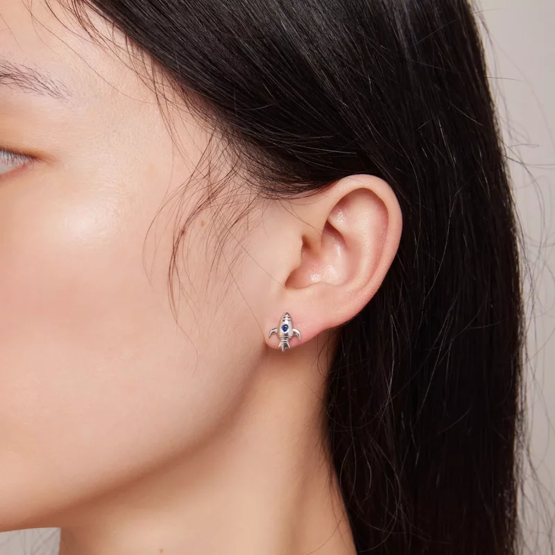 (imagen para) Aretes asimétricos de estilo Pandora con forma de nave espacial - SCE1578 - Ver 6