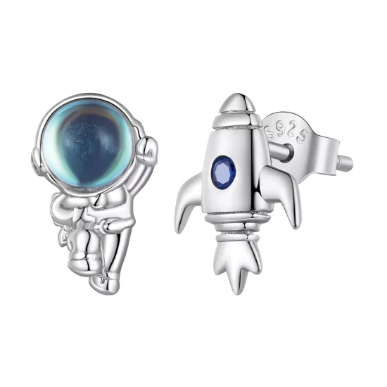 (imagen para) Aretes asimétricos de estilo Pandora con forma de nave espacial - SCE1578