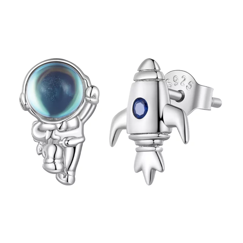 (imagen para) Aretes asimétricos de estilo Pandora con forma de nave espacial - SCE1578