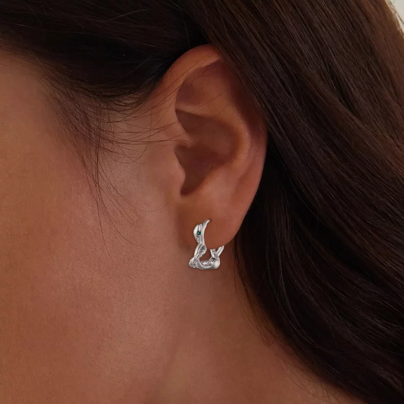 (imagen para) Aretes con forma de corazón en espiral de serpiente estilo Pandora - BSE911 - Ver 5