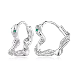 (imagen para) Aretes con forma de corazón en espiral de serpiente estilo Pandora - BSE911