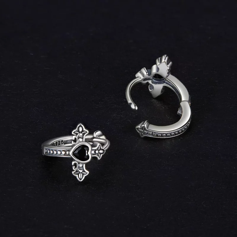 (imagen para) Aretes de argolla con cruz estilo Pandora - SCE1642 - Ver 4