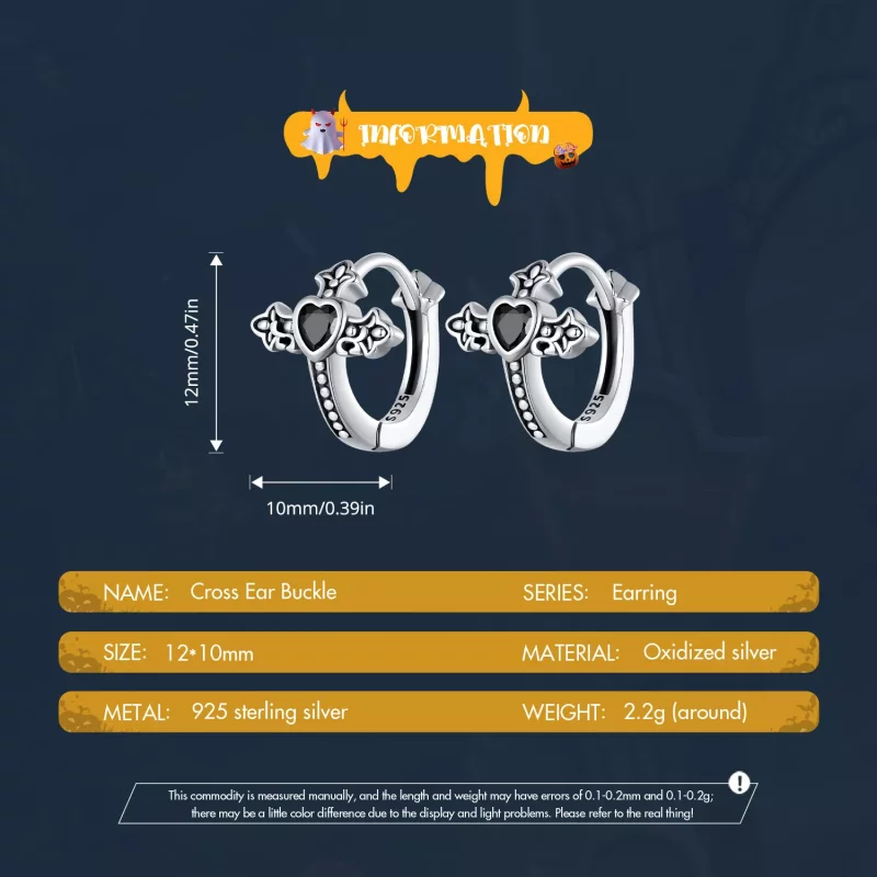 (imagen para) Aretes de argolla con cruz estilo Pandora - SCE1642 - Ver 5