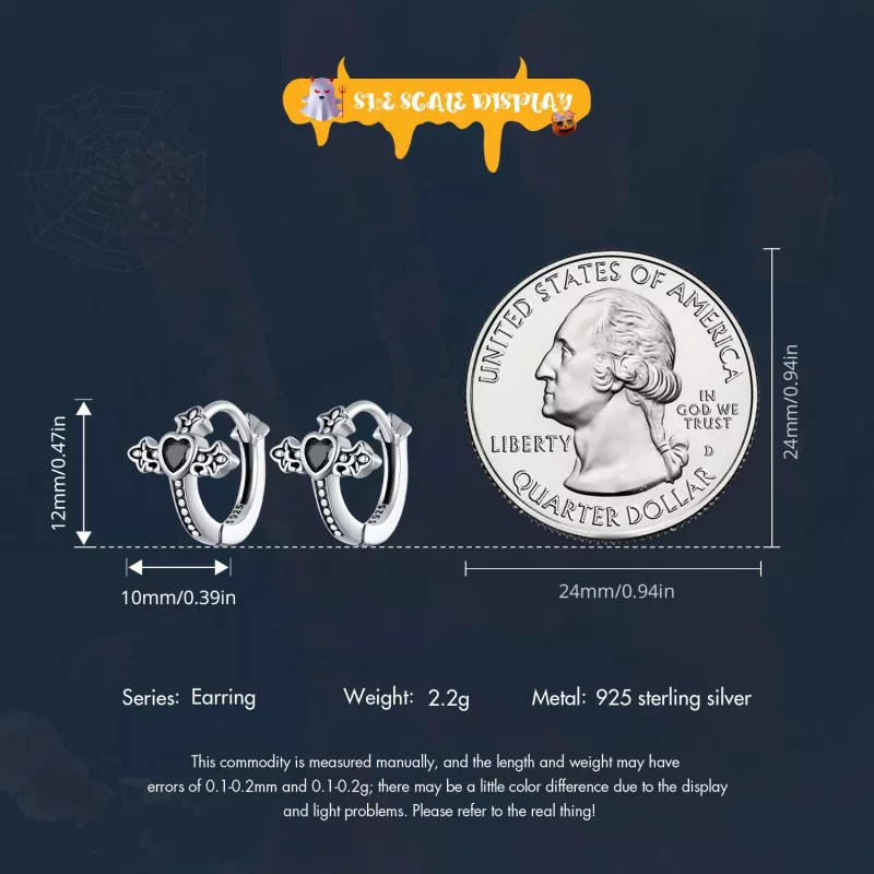 (imagen para) Aretes de argolla con cruz estilo Pandora - SCE1642 - Ver 6