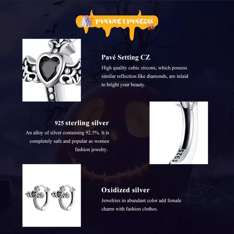 (imagen para) Aretes de argolla con cruz estilo Pandora - SCE1642 - Ver 7