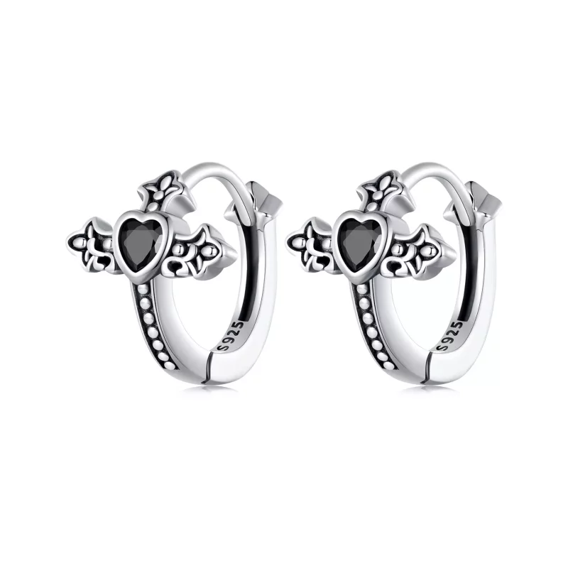 (imagen para) Aretes de argolla con cruz estilo Pandora - SCE1642