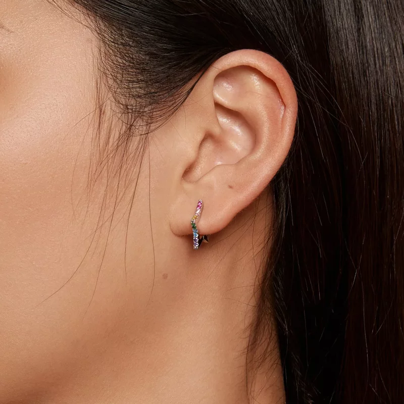 (imagen para) Aretes de argolla con estilo Pandora con estrellas iridiscentes - SCE1627 - Ver 5