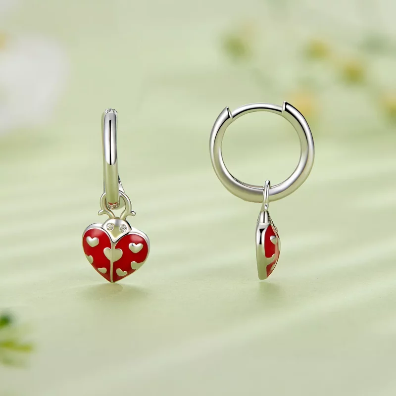(imagen para) Aretes de argolla con estilo Pandora con mariquitas - SCE1573 - Ver 2