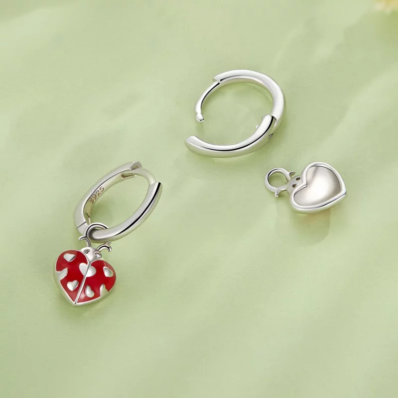 (imagen para) Aretes de argolla con estilo Pandora con mariquitas - SCE1573 - Ver 4