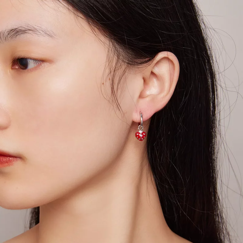 (imagen para) Aretes de argolla con estilo Pandora con mariquitas - SCE1573 - Ver 5