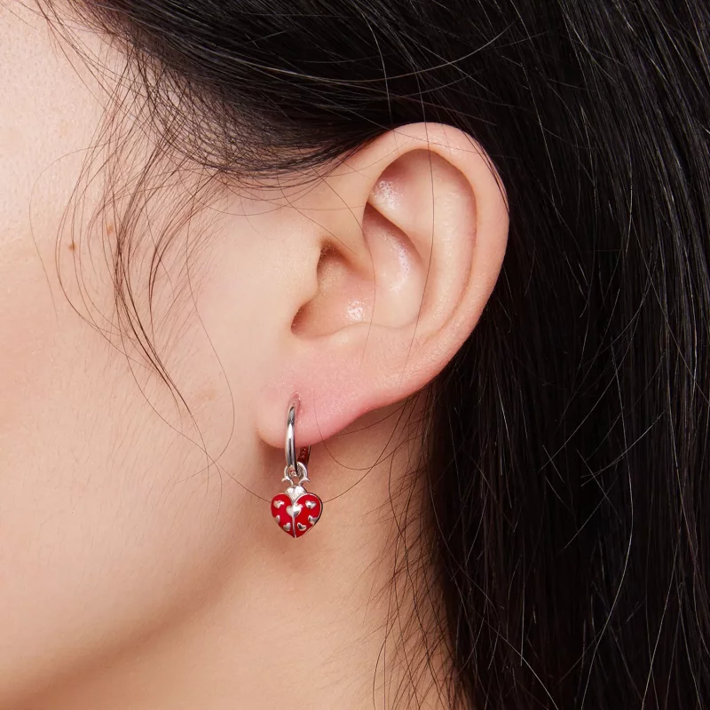 (imagen para) Aretes de argolla con estilo Pandora con mariquitas - SCE1573 - Ver 7