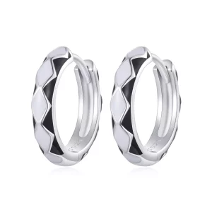 (imagen para) Aretes de argolla con estilo Pandora con patrón en forma de diamante - SCE1611-BK