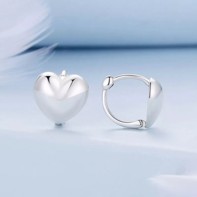 (imagen para) Aretes de argolla en forma de corazón estilo Pandora - BSE905 - Ver 2