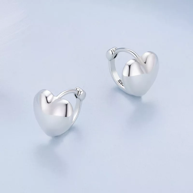 (imagen para) Aretes de argolla en forma de corazón estilo Pandora - BSE905 - Ver 3