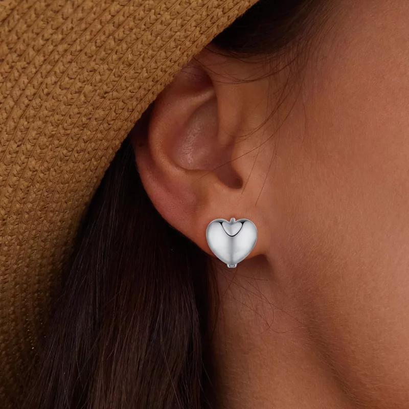(imagen para) Aretes de argolla en forma de corazón estilo Pandora - BSE905 - Ver 5