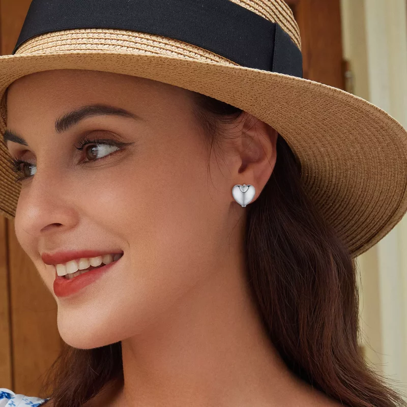(imagen para) Aretes de argolla en forma de corazón estilo Pandora - BSE905 - Ver 6