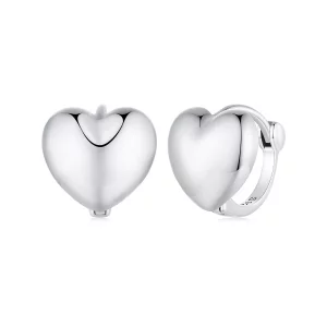 (imagen para) Aretes de argolla en forma de corazón estilo Pandora - BSE905