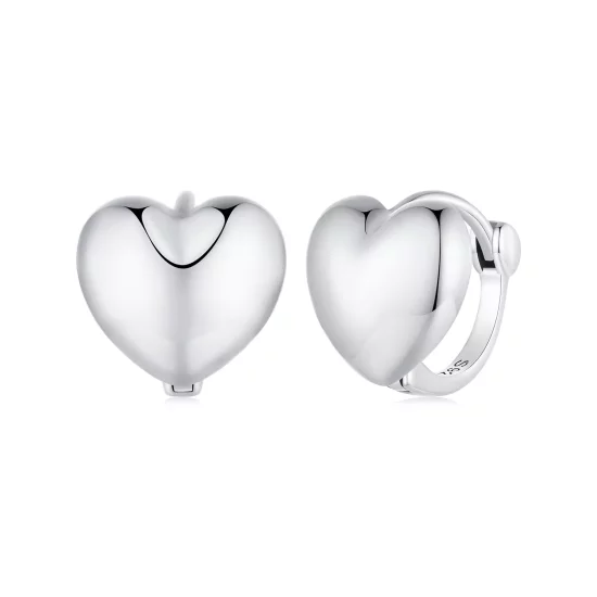 (imagen para) Aretes de argolla en forma de corazón estilo Pandora - BSE905