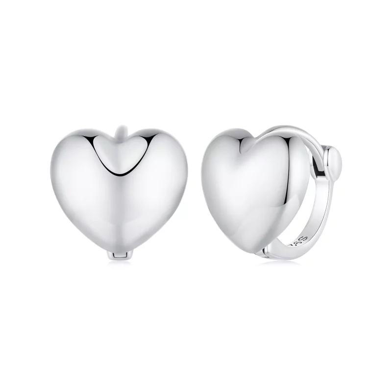 (imagen para) Aretes de argolla en forma de corazón estilo Pandora - BSE905