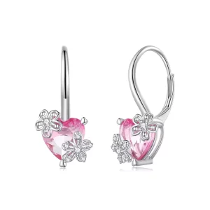 (imagen para) Aretes de argolla estilo Pandora con diseño de Sakura - BSE866