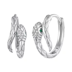 (imagen para) Aretes de argolla estilo Pandora con diseño de serpiente espiritual - BSE818