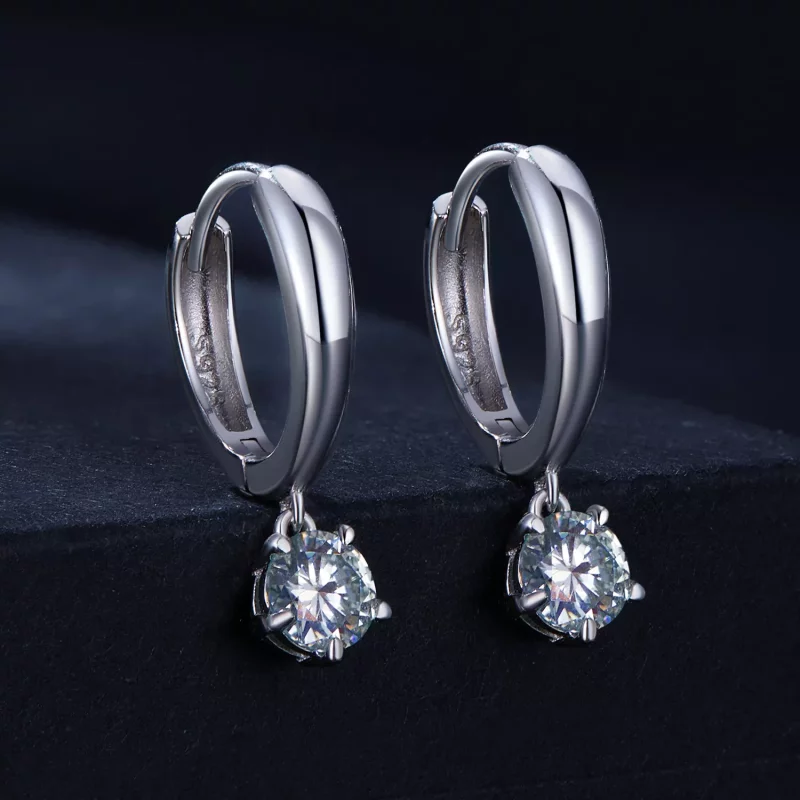 (imagen para) Aretes de argolla estilo Pandora de 0.5 quilates de Moissanita (Dos certificados - Ver 2