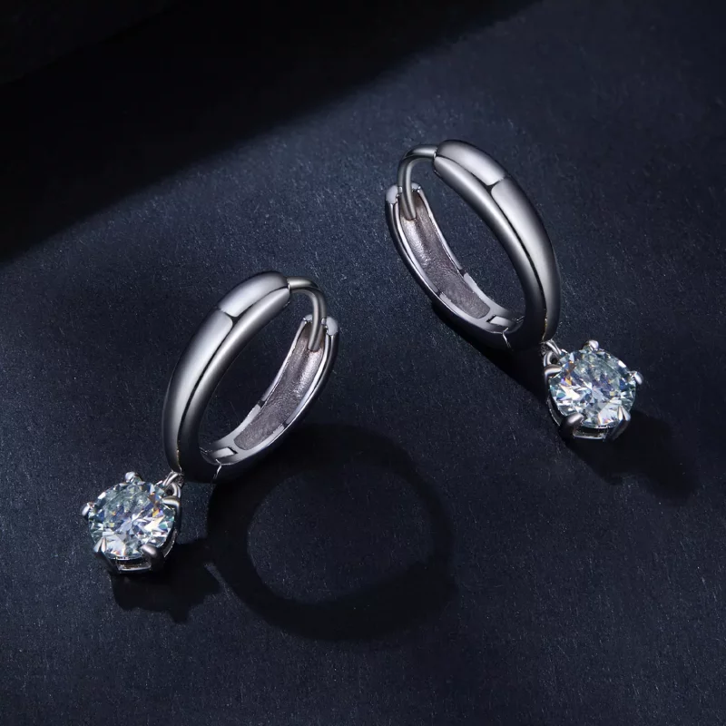 (imagen para) Aretes de argolla estilo Pandora de 0.5 quilates de Moissanita (Dos certificados - Ver 3