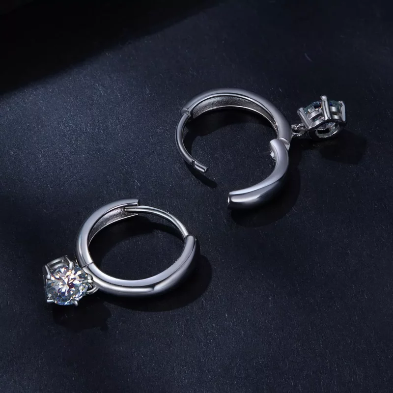 (imagen para) Aretes de argolla estilo Pandora de 0.5 quilates de Moissanita (Dos certificados - Ver 4