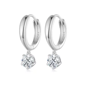 (imagen para) Aretes de argolla estilo Pandora de 0.5 quilates de Moissanita (Dos certificados) - MSE040