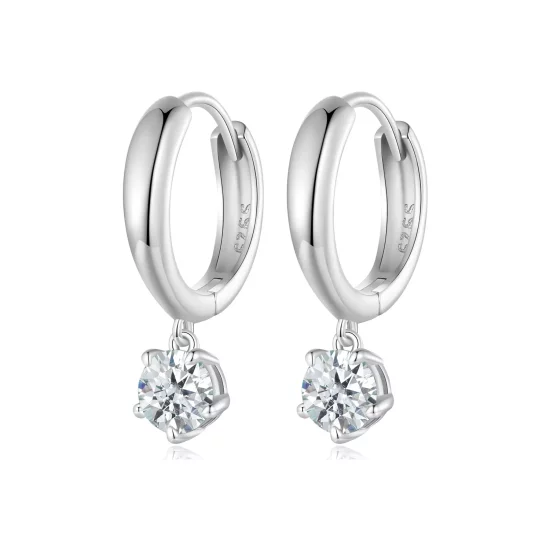 (imagen para) Aretes de argolla estilo Pandora de 0.5 quilates de Moissanita (Dos certificados) - MSE040
