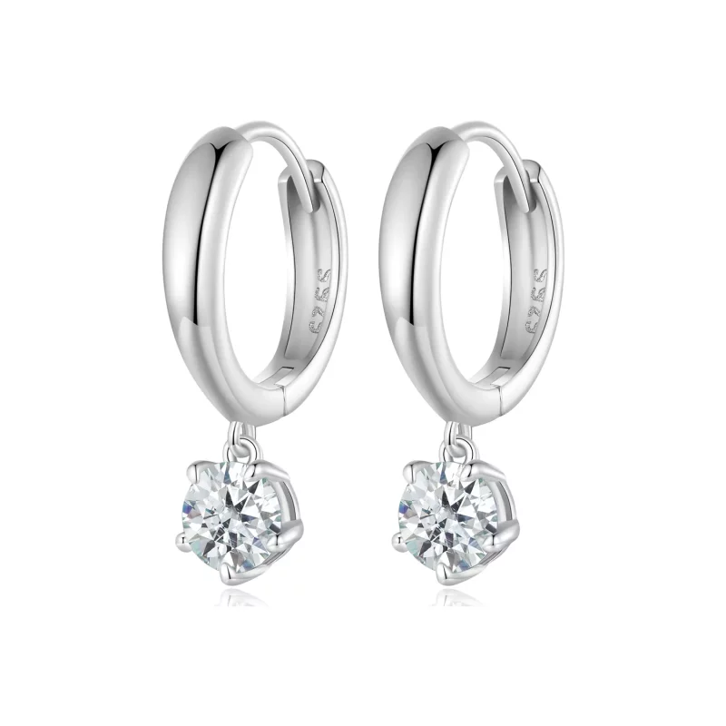 (imagen para) Aretes de argolla estilo Pandora de 0.5 quilates de Moissanita (Dos certificados) - MSE040