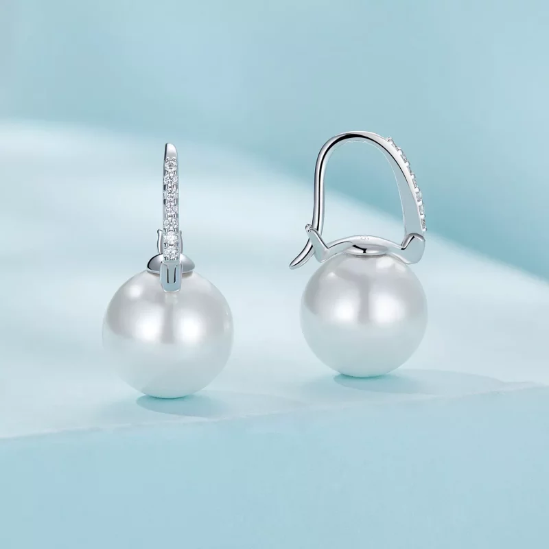 (imagen para) Aretes de argollas con cuentas de conchas estilo Pandora - SCE1583 - Ver 2