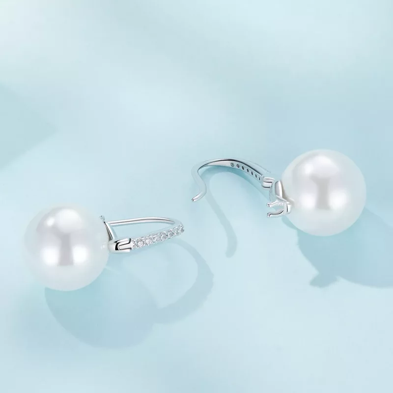 (imagen para) Aretes de argollas con cuentas de conchas estilo Pandora - SCE1583 - Ver 3