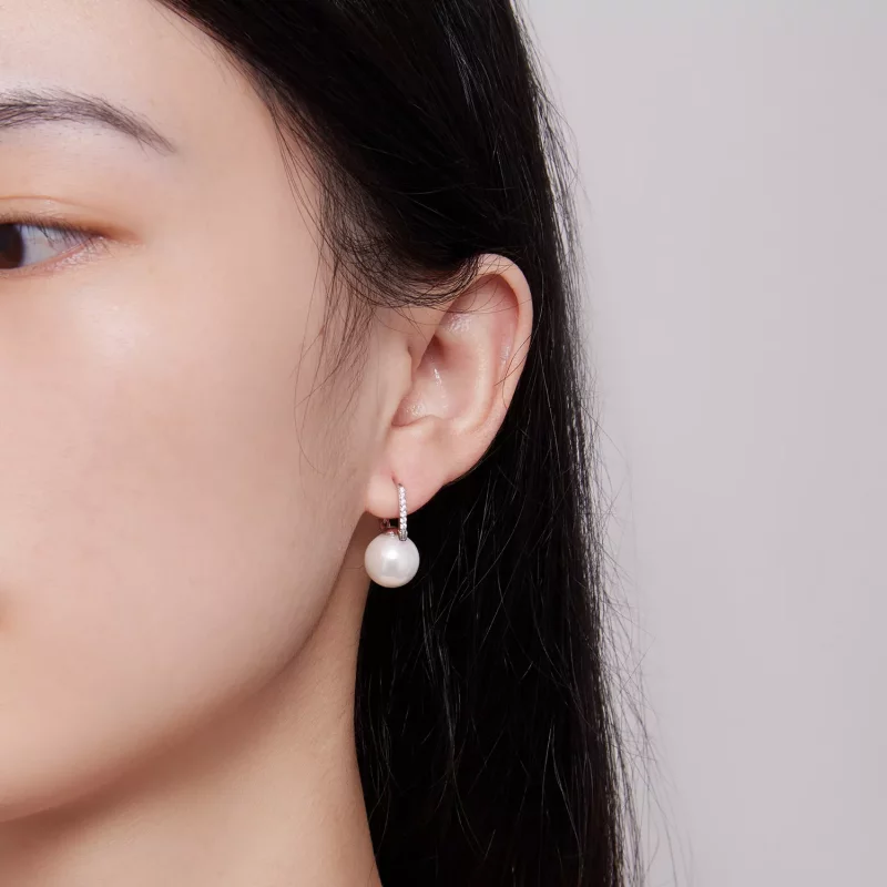 (imagen para) Aretes de argollas con cuentas de conchas estilo Pandora - SCE1583 - Ver 6
