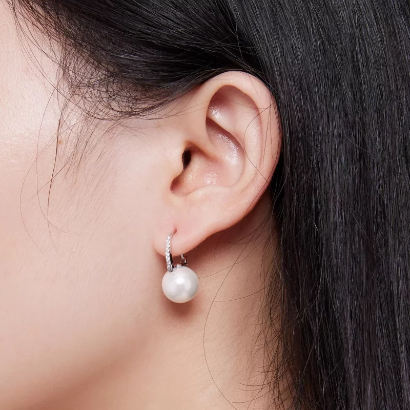(imagen para) Aretes de argollas con cuentas de conchas estilo Pandora - SCE1583 - Ver 7