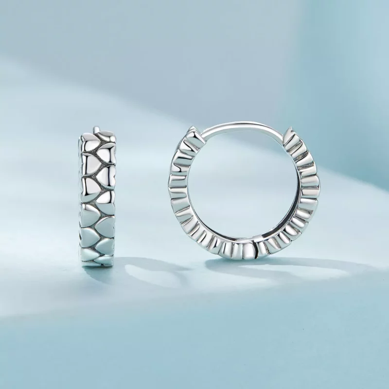 (imagen para) Aretes de aro con corazón estilo Pandora - SCE1653 - Ver 2