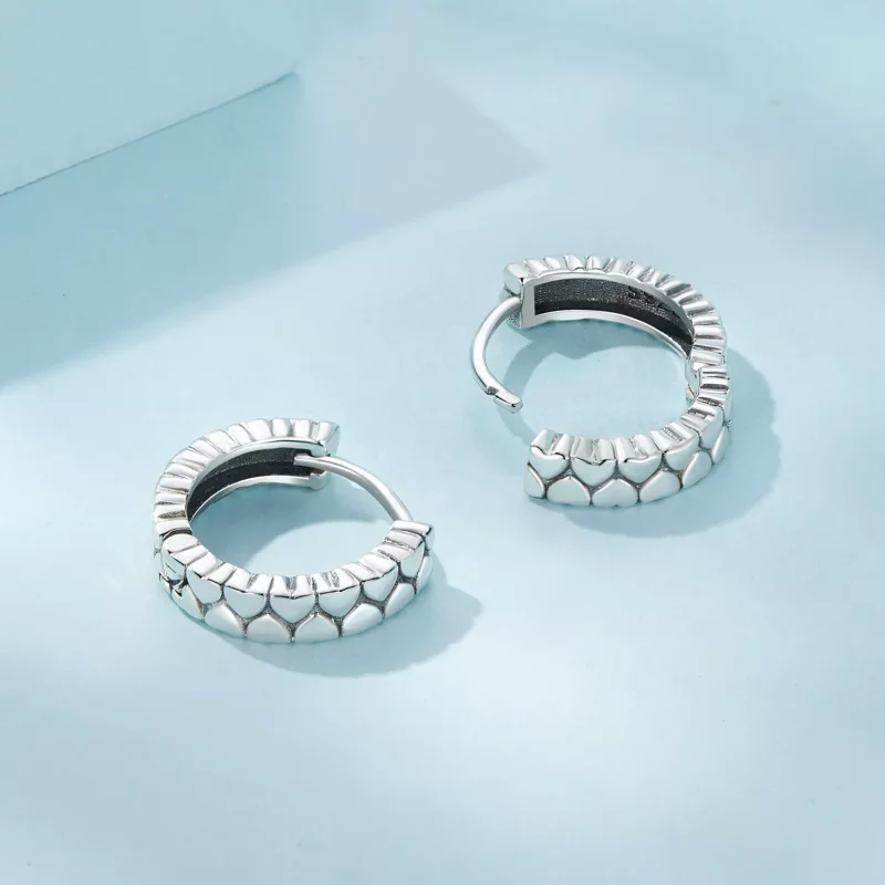 (imagen para) Aretes de aro con corazón estilo Pandora - SCE1653 - Ver 4