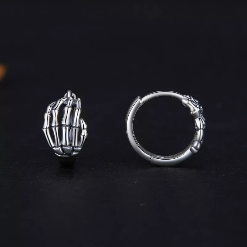 (imagen para) Aretes de aro con estilo Pandora con mano de esqueleto - SCE1641 - Ver 2