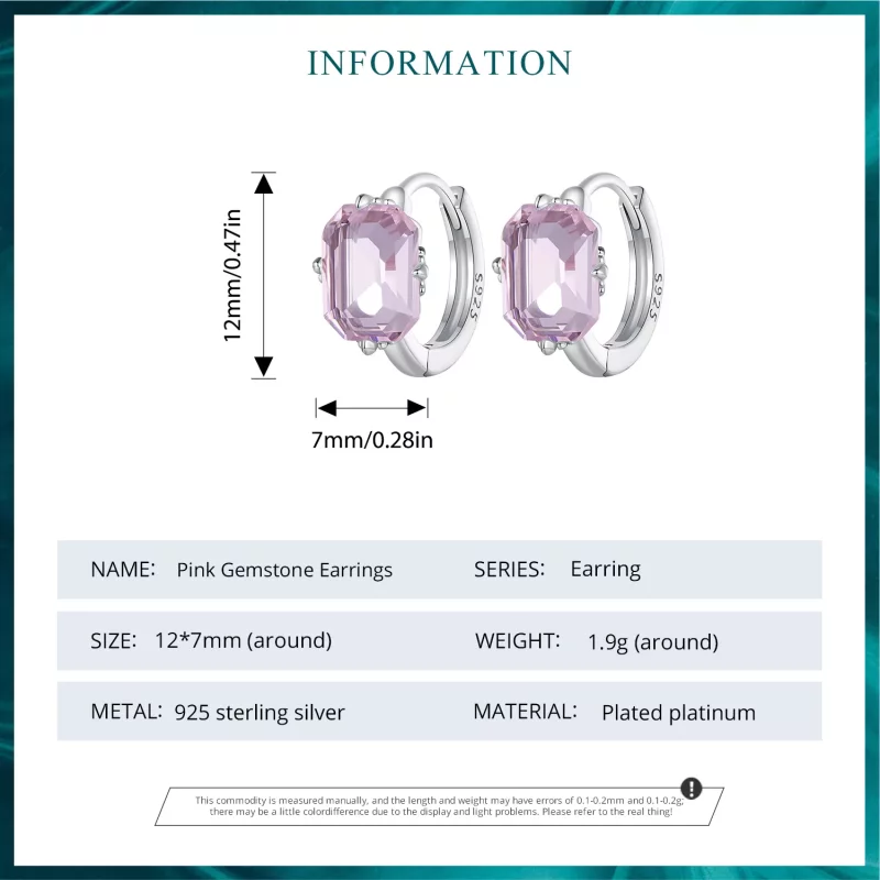 (imagen para) Aretes de Aro con Gema Rosa al Estilo Pandora - BSE889 - Ver 7