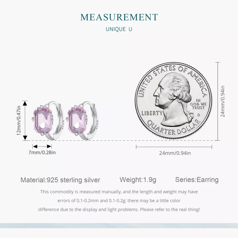 (imagen para) Aretes de Aro con Gema Rosa al Estilo Pandora - BSE889 - Ver 8