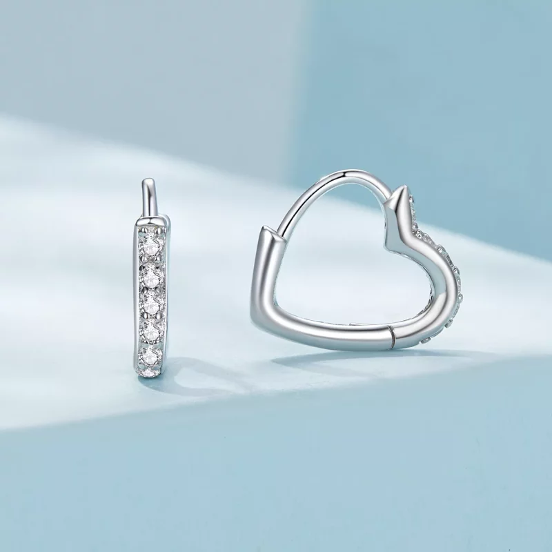 (imagen para) Aretes de Aro en forma de Corazón al Estilo Pandora - SCE1626 - Ver 2