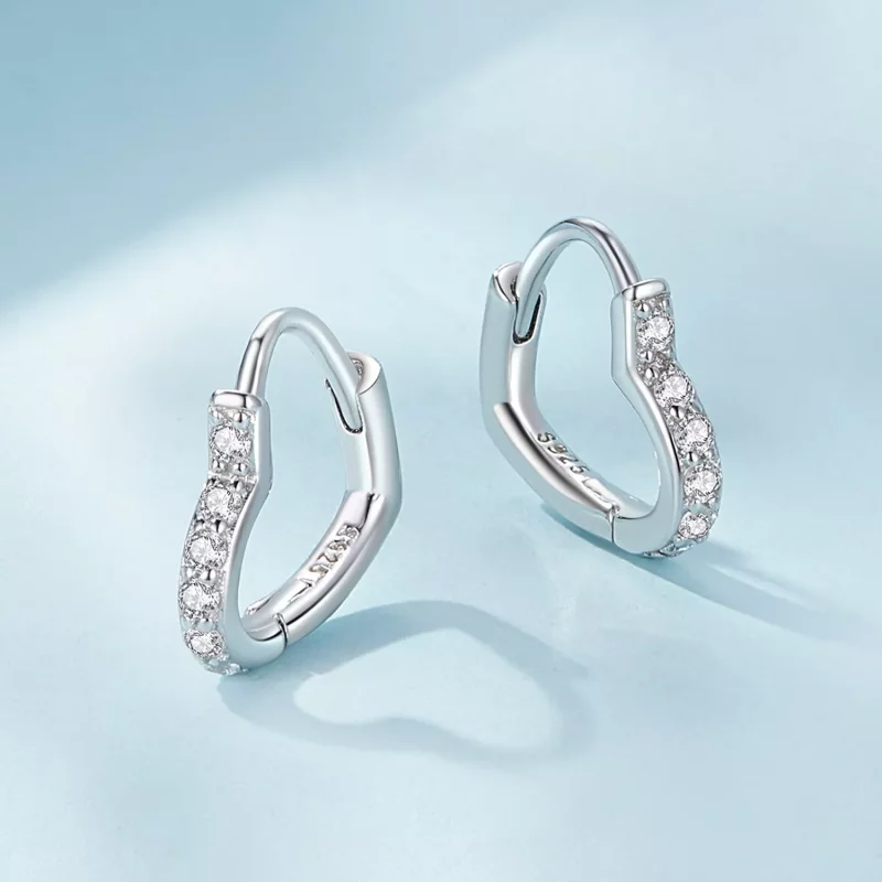 (imagen para) Aretes de Aro en forma de Corazón al Estilo Pandora - SCE1626 - Ver 3