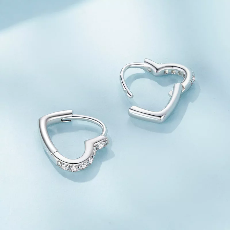 (imagen para) Aretes de Aro en forma de Corazón al Estilo Pandora - SCE1626 - Ver 4