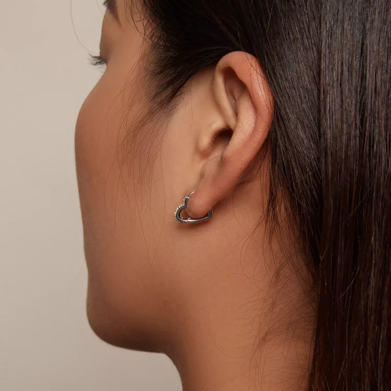 (imagen para) Aretes de Aro en forma de Corazón al Estilo Pandora - SCE1626 - Ver 7